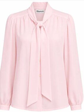 Vintage Rhapsody Light Pink Bow Blouse | Made in USA – Small/Medium